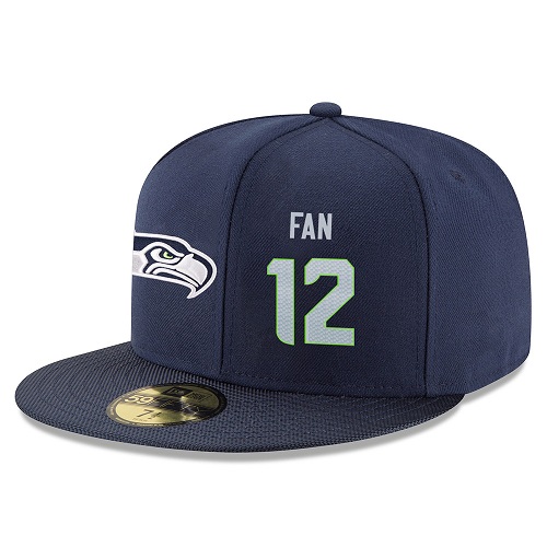 NFL Seattle Seahawks 12th Fan Stitched Snapback Adjustable Player Hat - Navy/Grey